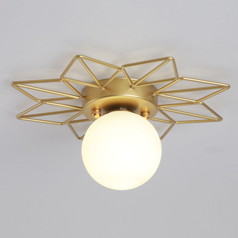 Plafonnier encastré sphérique doré, luminaire de plafond en verre de Style nordique