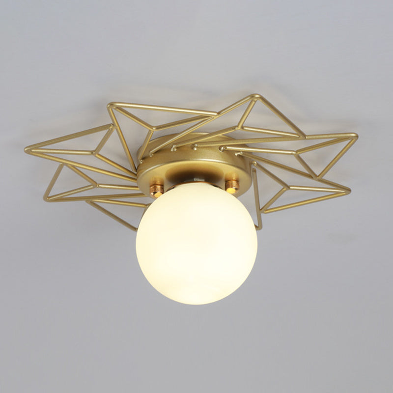 Plafonnier encastré sphérique doré, luminaire de plafond en verre de Style nordique