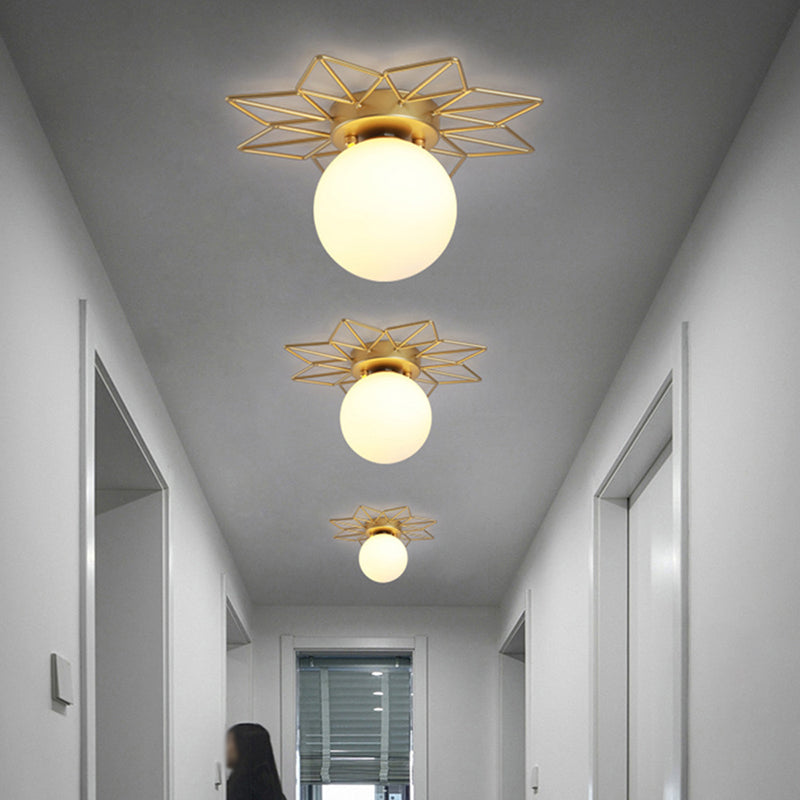 Plafonnier encastré sphérique doré, luminaire de plafond en verre de Style nordique