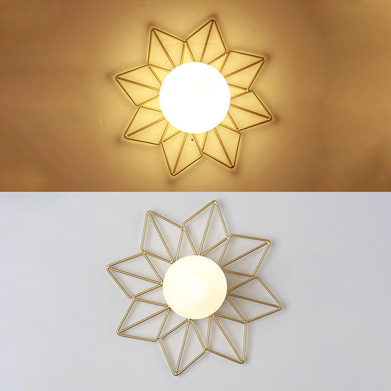 Plafonnier encastré sphérique doré, luminaire de plafond en verre de Style nordique
