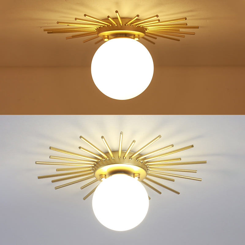 Plafonnier encastré sphérique doré, luminaire de plafond en verre de Style nordique