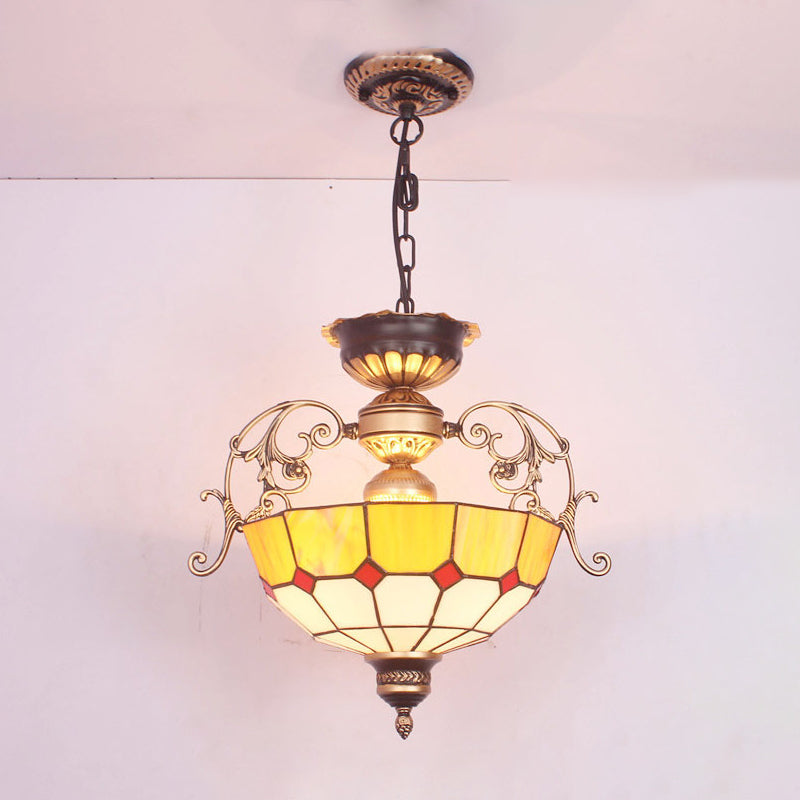 Lumo a pendente sospeso Mediterraneo colorato in vetro invertito Dome lampadario lampadario