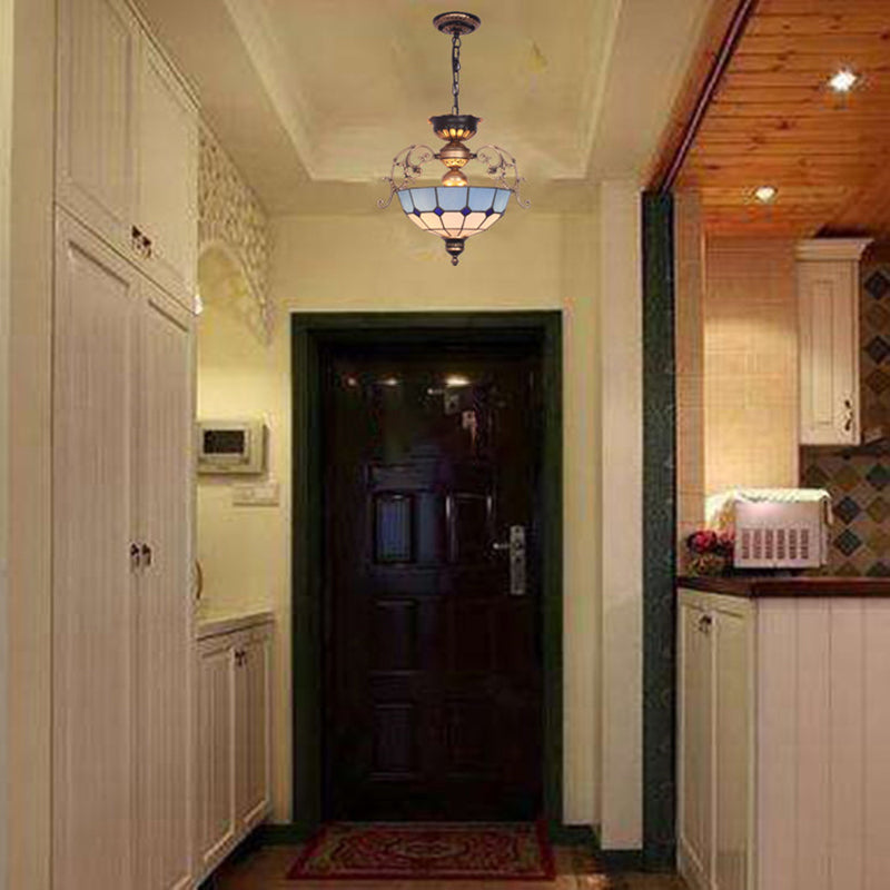 Lumo a pendente sospeso Mediterraneo colorato in vetro invertito Dome lampadario lampadario