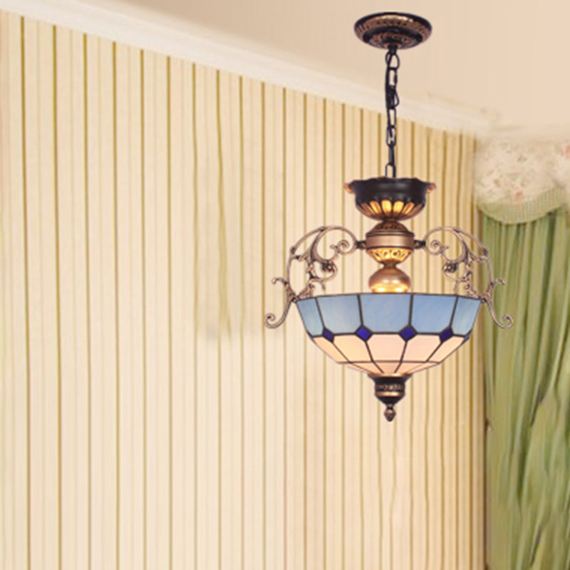 Lumo a pendente sospeso Mediterraneo colorato in vetro invertito Dome lampadario lampadario