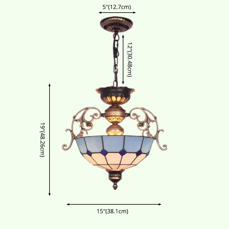 Lumo a pendente sospeso Mediterraneo colorato in vetro invertito Dome lampadario lampadario