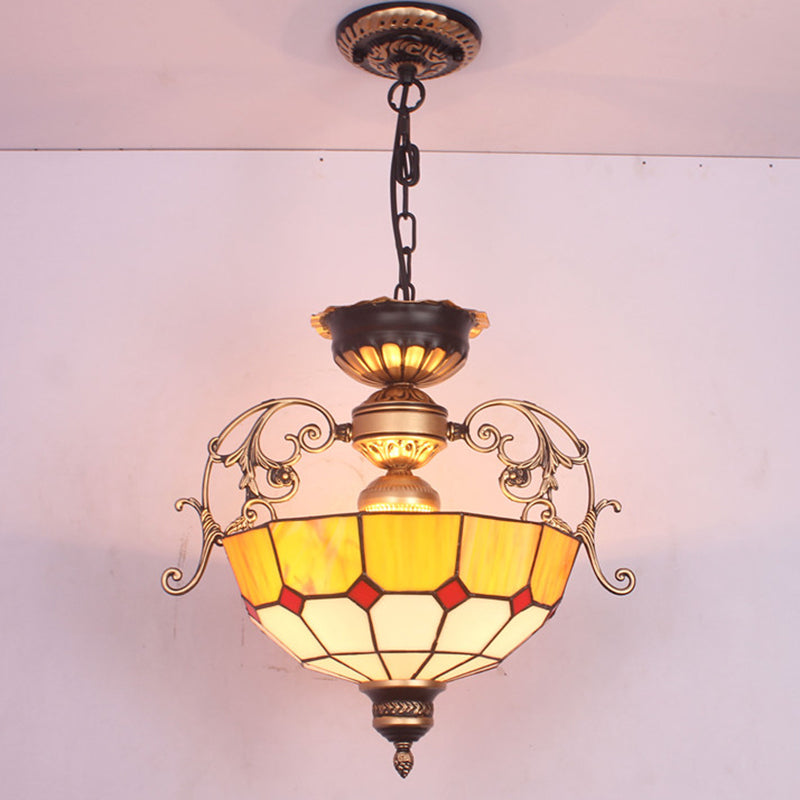 Lumo a pendente sospeso Mediterraneo colorato in vetro invertito Dome lampadario lampadario