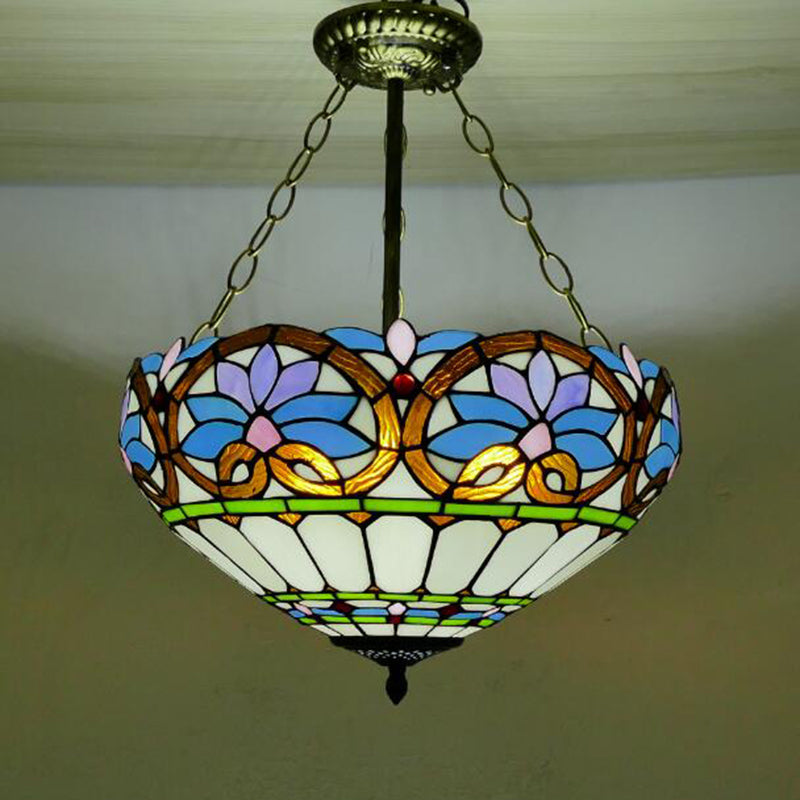 Kroonluchter verlichtingsarmatuur Tiffany-stijl koepelvormige gekleurd kunstglas hangende kroonluchter