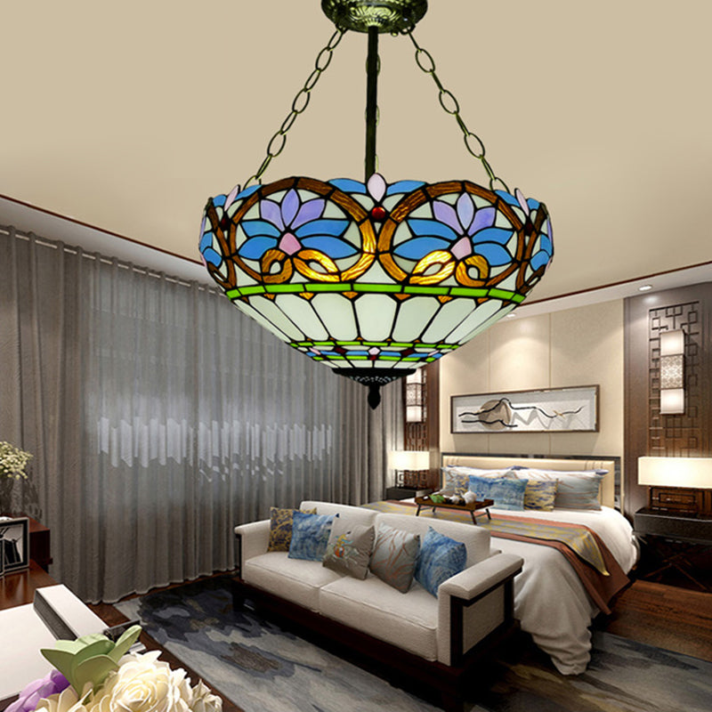 Kroonluchter verlichtingsarmatuur Tiffany-stijl koepelvormige gekleurd kunstglas hangende kroonluchter