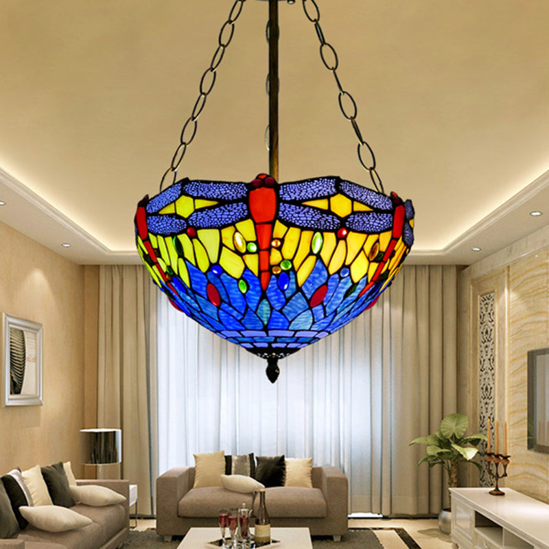 Kroonluchter verlichtingsarmatuur Tiffany-stijl koepelvormige gekleurd kunstglas hangende kroonluchter