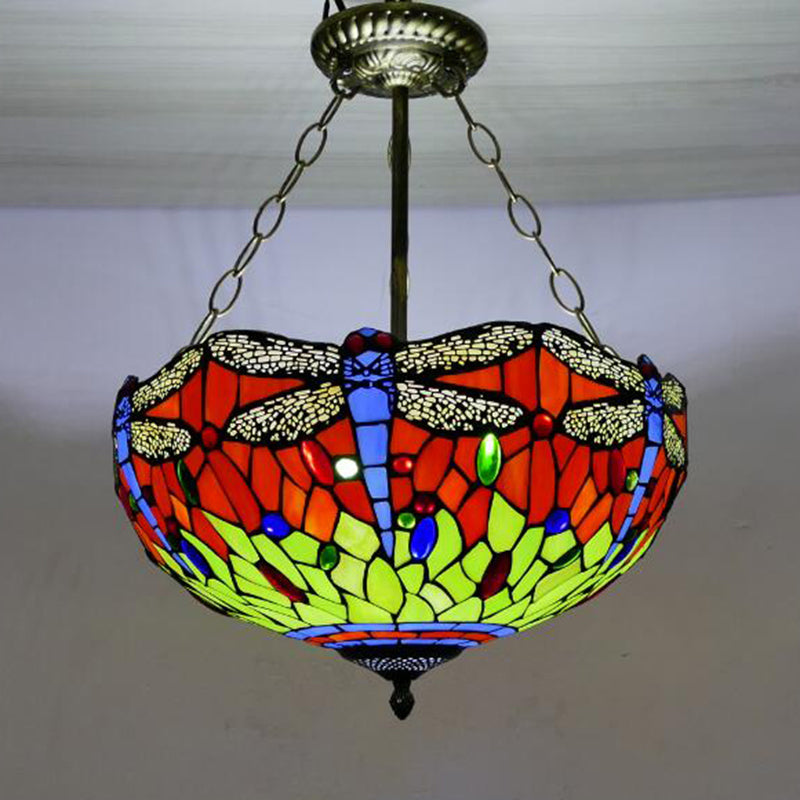 Kroonluchter verlichtingsarmatuur Tiffany-stijl koepelvormige gekleurd kunstglas hangende kroonluchter