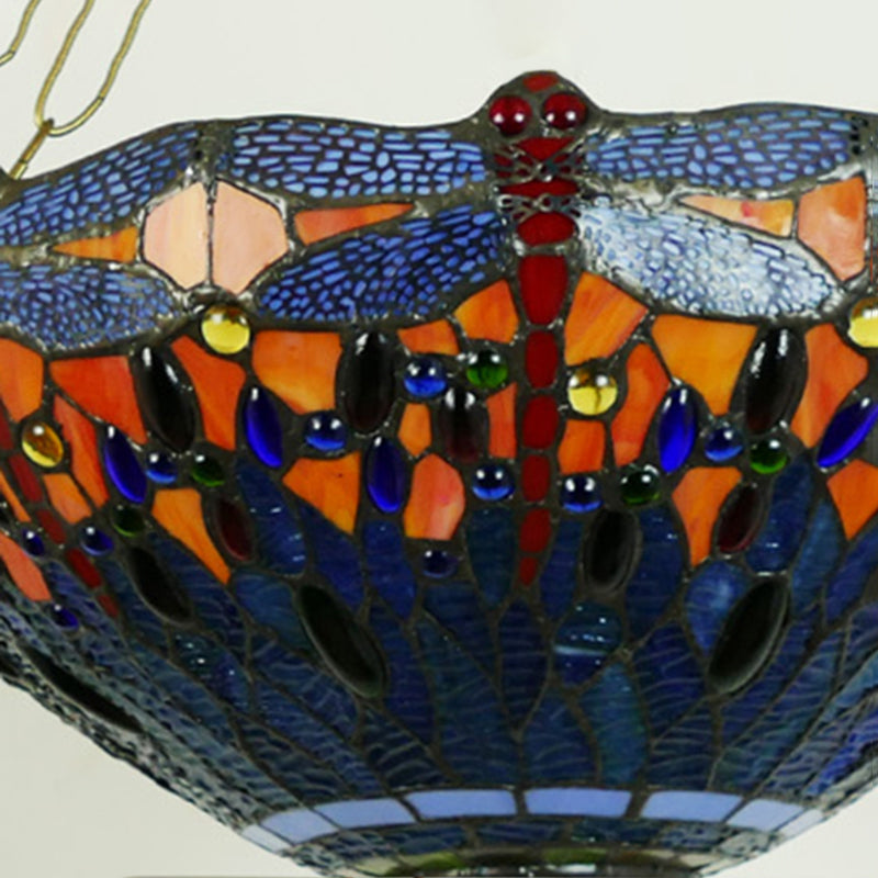 Kroonluchter verlichtingsarmatuur Tiffany-stijl koepelvormige gekleurd kunstglas hangende kroonluchter