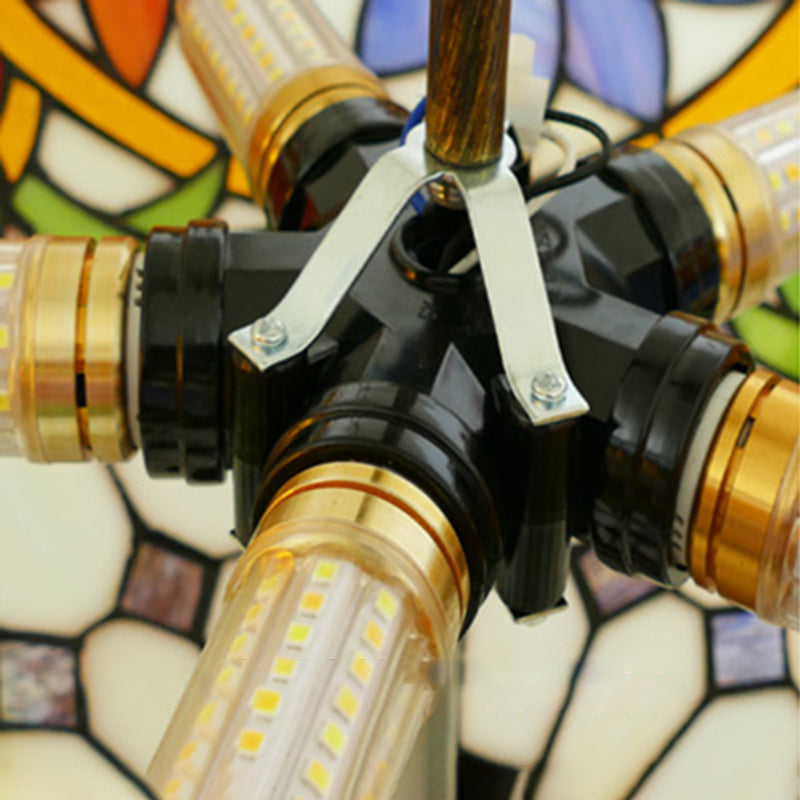 Kroonluchter verlichtingsarmatuur Tiffany-stijl koepelvormige gekleurd kunstglas hangende kroonluchter