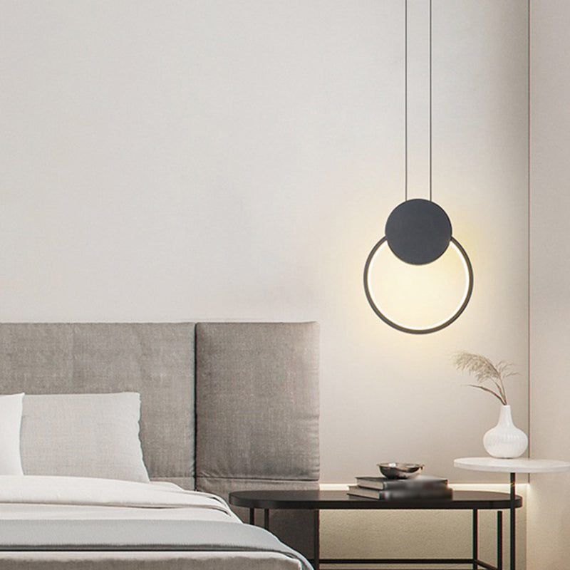 Black Geometric LED Pendant Light in Modern Concise Style Aluminium Hanging Lamp with Acrylic Shade