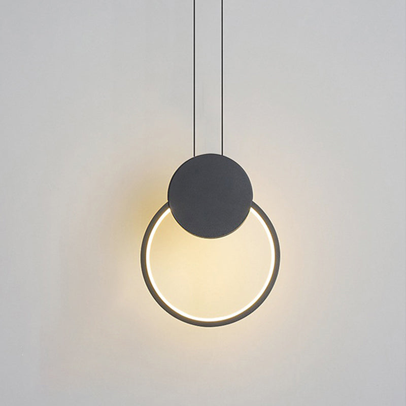 Black Geometric LED Pendant Light in Modern Concise Style Aluminium Hanging Lamp with Acrylic Shade