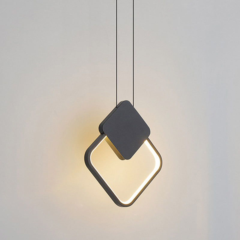 Black Geometric LED Pendant Light in Modern Concise Style Aluminium Hanging Lamp with Acrylic Shade