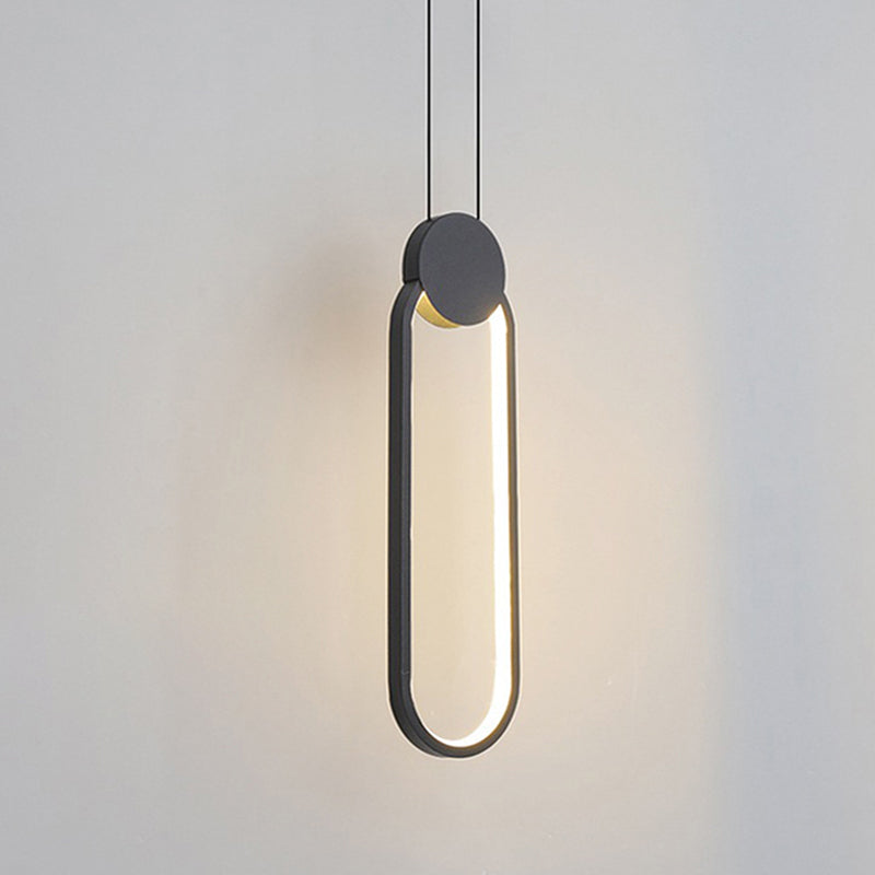 Black Geometric LED Pendant Light in Modern Concise Style Aluminium Hanging Lamp with Acrylic Shade
