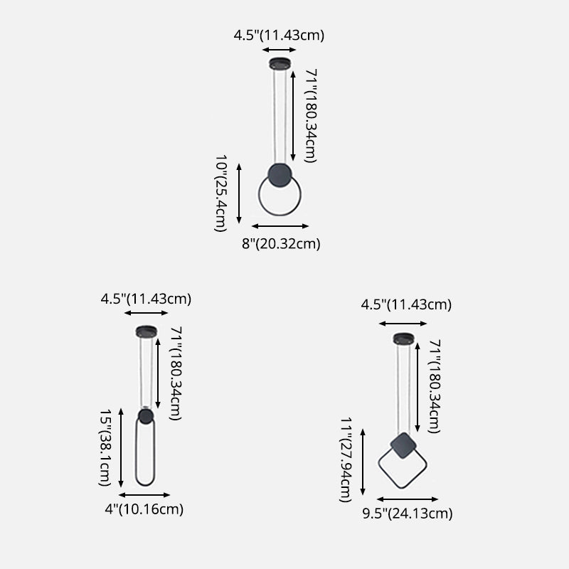 Black Geometric LED Pendant Light in Modern Concise Style Aluminium Hanging Lamp with Acrylic Shade