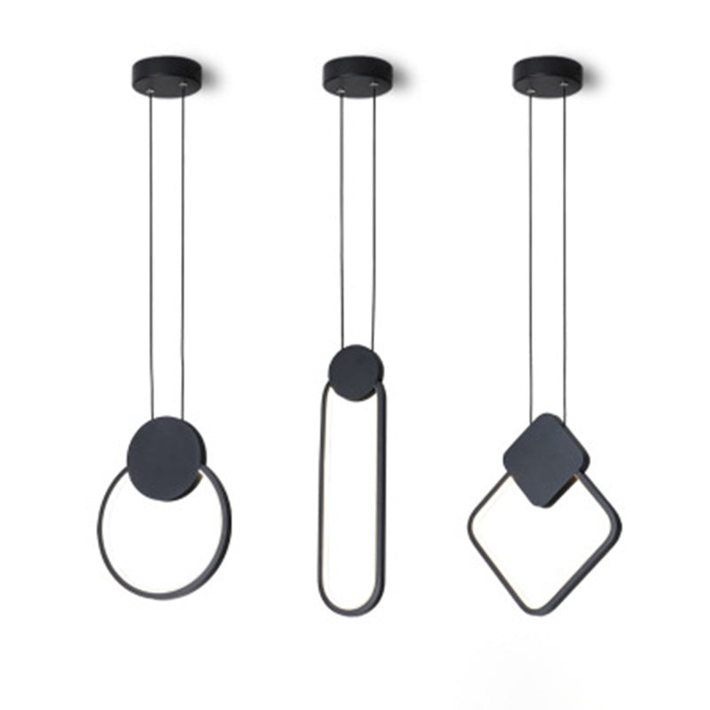 Black Geometric LED Pendant Light in Modern Concise Style Aluminium Hanging Lamp with Acrylic Shade