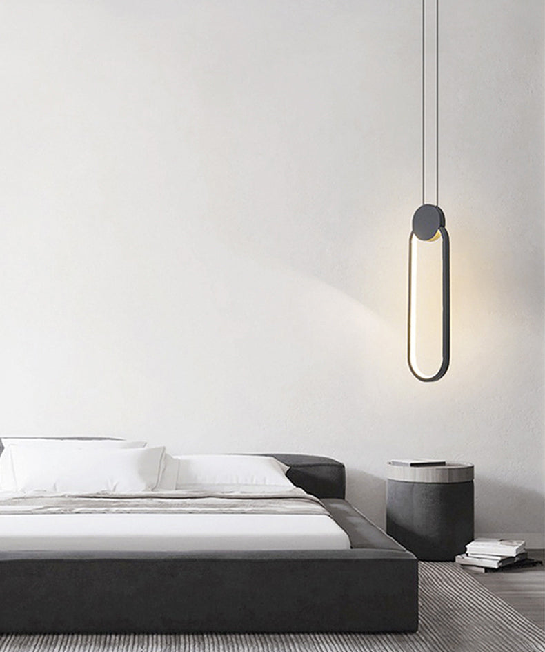 Black Geometric LED Pendant Light in Modern Concise Style Aluminium Hanging Lamp with Acrylic Shade