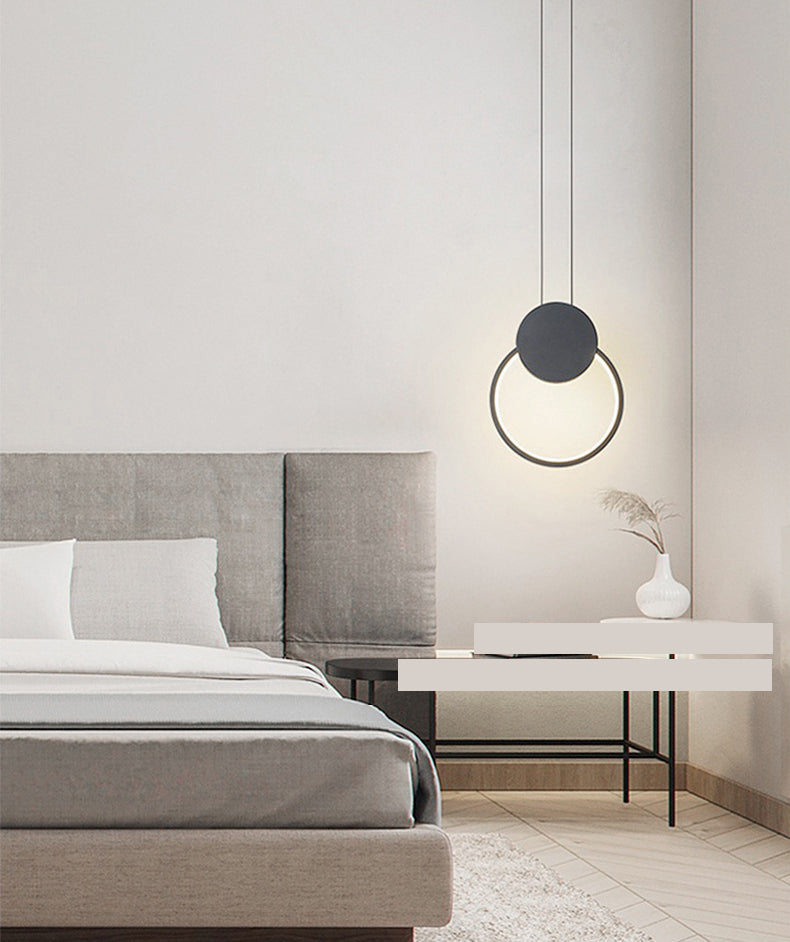 Black Geometric LED Pendant Light in Modern Concise Style Aluminium Hanging Lamp with Acrylic Shade