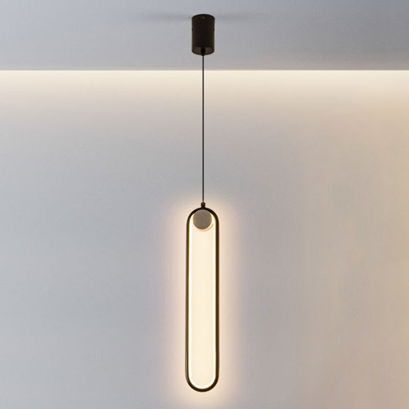 Oblong LED Hanging Lamp in Modern Minimalist Style Wrought Iron Pendant Light with Silicone Shade