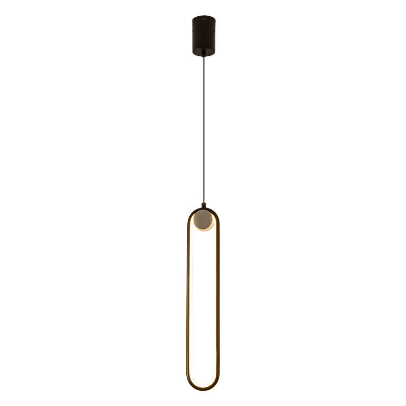 Oblong LED Hanging Lamp in Modern Minimalist Style Wrought Iron Pendant Light with Silicone Shade