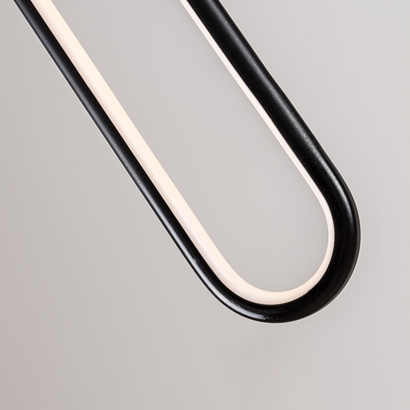 Oblong LED Hanging Lamp in Modern Minimalist Style Wrought Iron Pendant Light with Silicone Shade