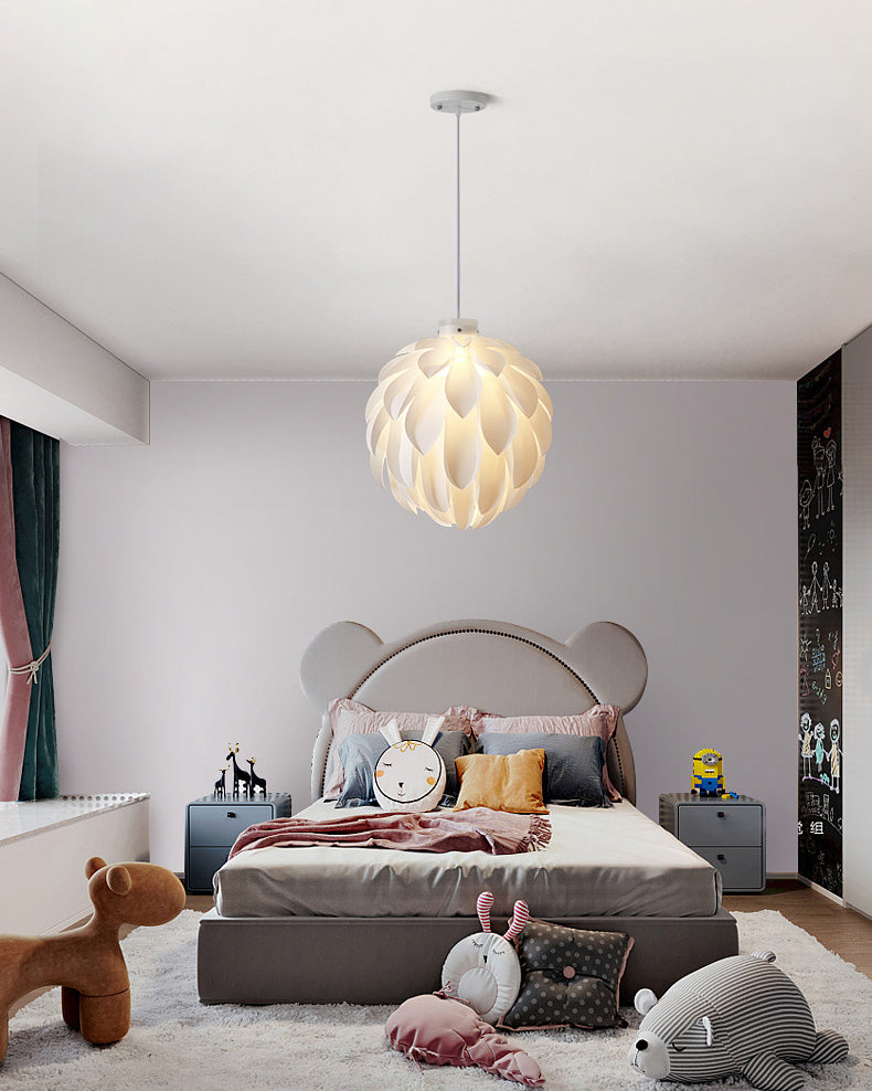 Wit led hanglamp in moderne beknopte stijl smeedijzeren hangende lamp met plastic schaduw