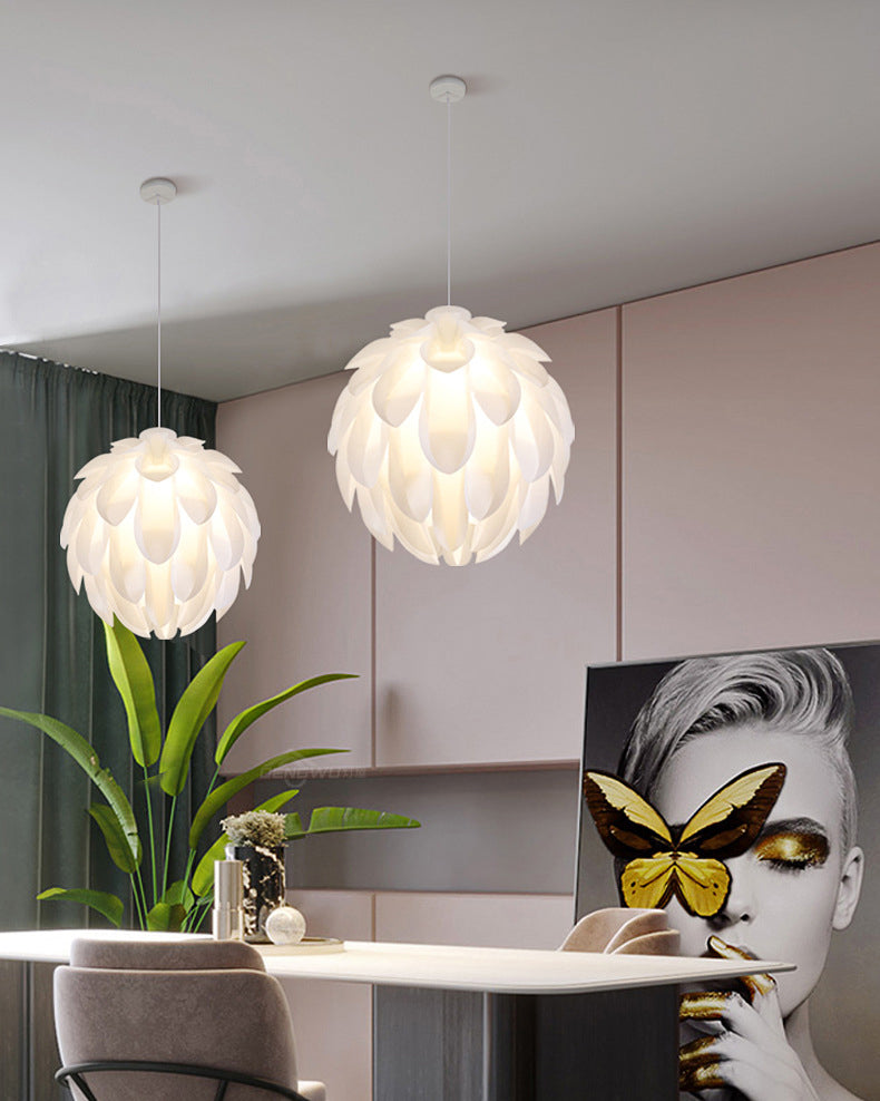 Wit led hanglamp in moderne beknopte stijl smeedijzeren hangende lamp met plastic schaduw