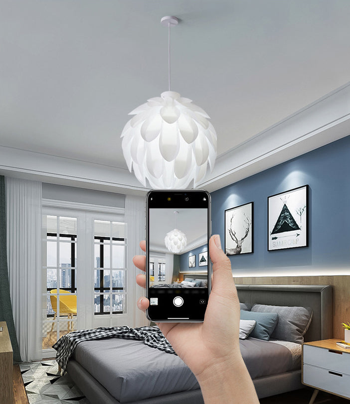 Wit led hanglamp in moderne beknopte stijl smeedijzeren hangende lamp met plastic schaduw