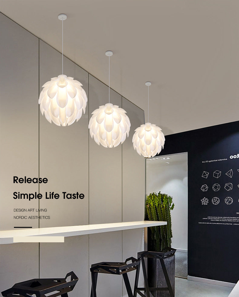Wit led hanglamp in moderne beknopte stijl smeedijzeren hangende lamp met plastic schaduw
