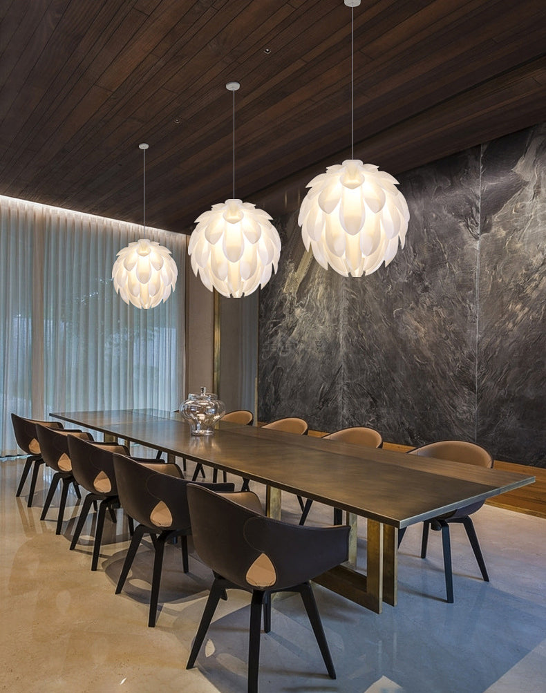 Wit led hanglamp in moderne beknopte stijl smeedijzeren hangende lamp met plastic schaduw