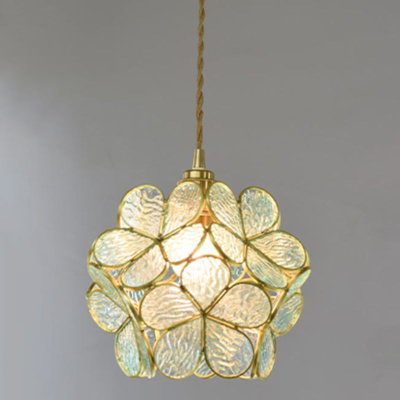 Tiffany-Style Floral Pendant Lighting Fixture Stained Glass Suspension Pendant Light