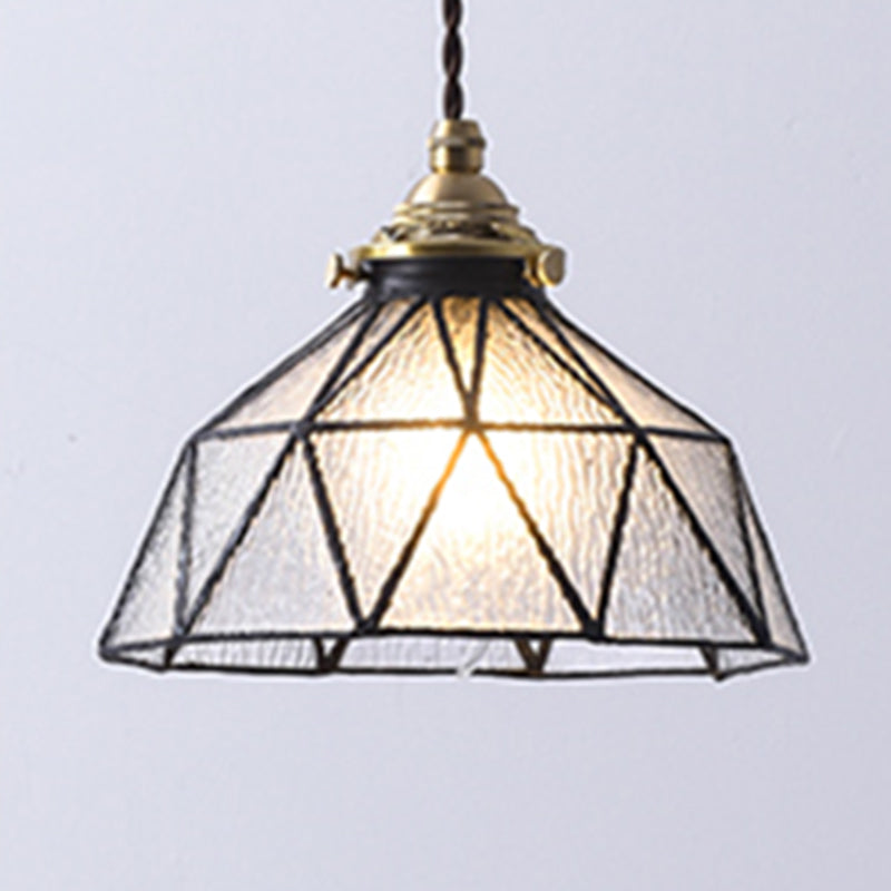 Bedroom Hanging Ceiling Light Tiffany Pendant Ceiling Light with Conical Stained Art Glass