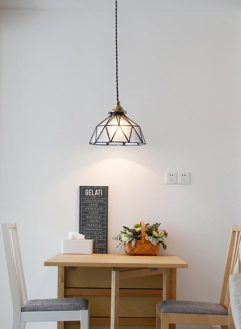 Bedroom Hanging Ceiling Light Tiffany Pendant Ceiling Light with Conical Stained Art Glass