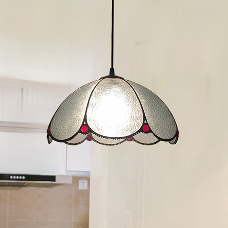 Bowl Pendant Lighting Fixture Tiffany Style Stained Glass Suspension Pendant Light