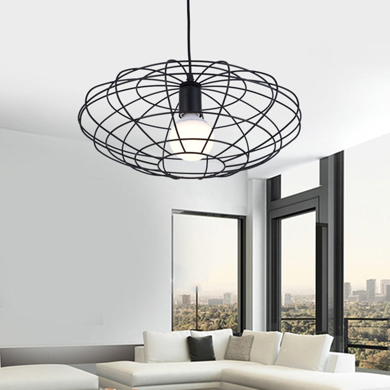 Black 1 Light Pendse Lighting Vintage
Metal Oval Cage Techo de techo para sala de estar