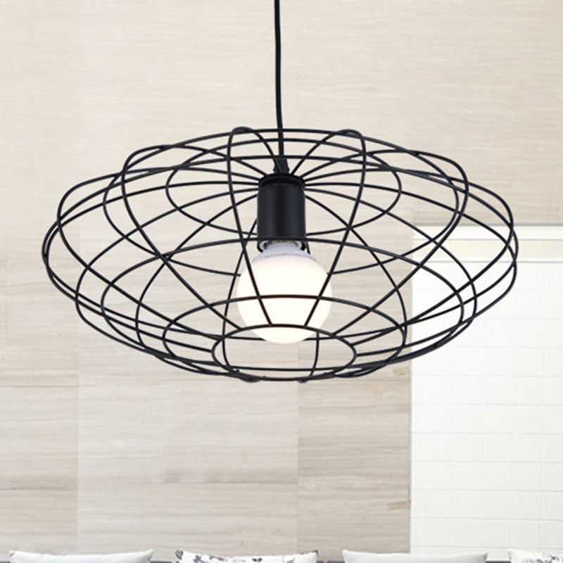 Black 1 Light Pendse Lighting Vintage
Metal Oval Cage Techo de techo para sala de estar