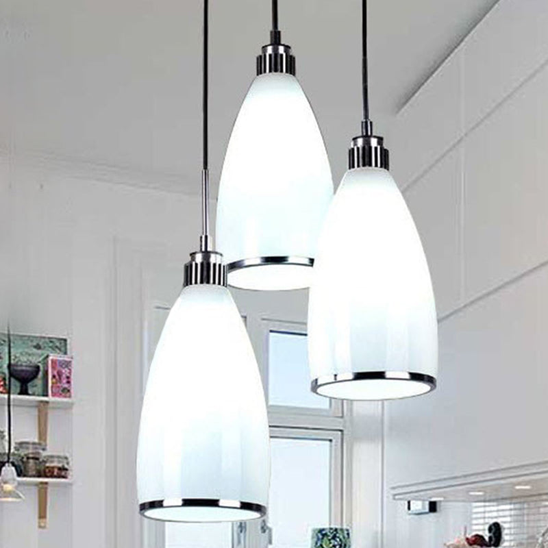 1 Light Bell Pendant Lighting Modern simplicity White Glass Pendant Ceiling Lights for Restaurant