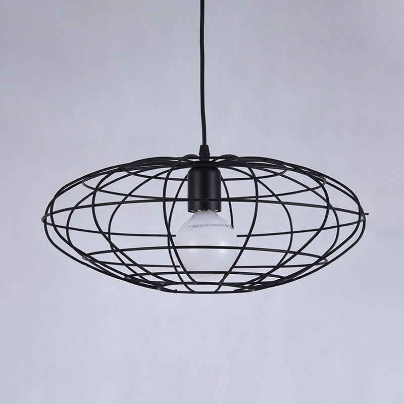 Black 1 Light Pendse Lighting Vintage
Metal Oval Cage Techo de techo para sala de estar