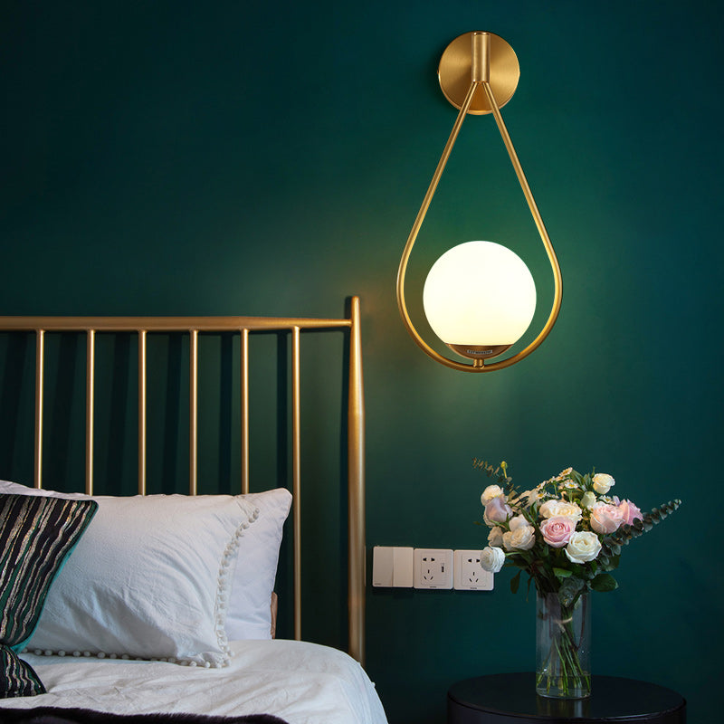 Ball Shaped Bedroom Wall Sconce Lighting Glass Simplicity Style Sconce Light Fixture in Gold