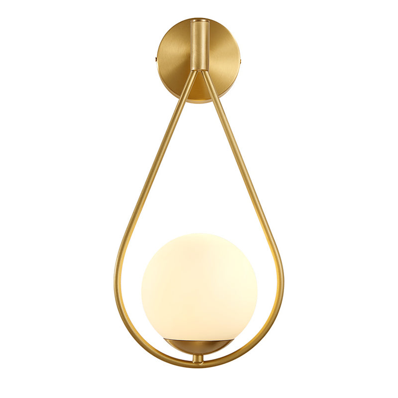 Ball Shaped Bedroom Wall Sconce Lighting Glass Simplicity Style Sconce Light Fixture in Gold
