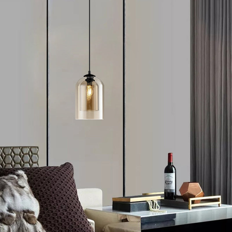 1 éclairage pendentif à cylindre léger moderne simplicité en verre pendant plafond pour restaurant