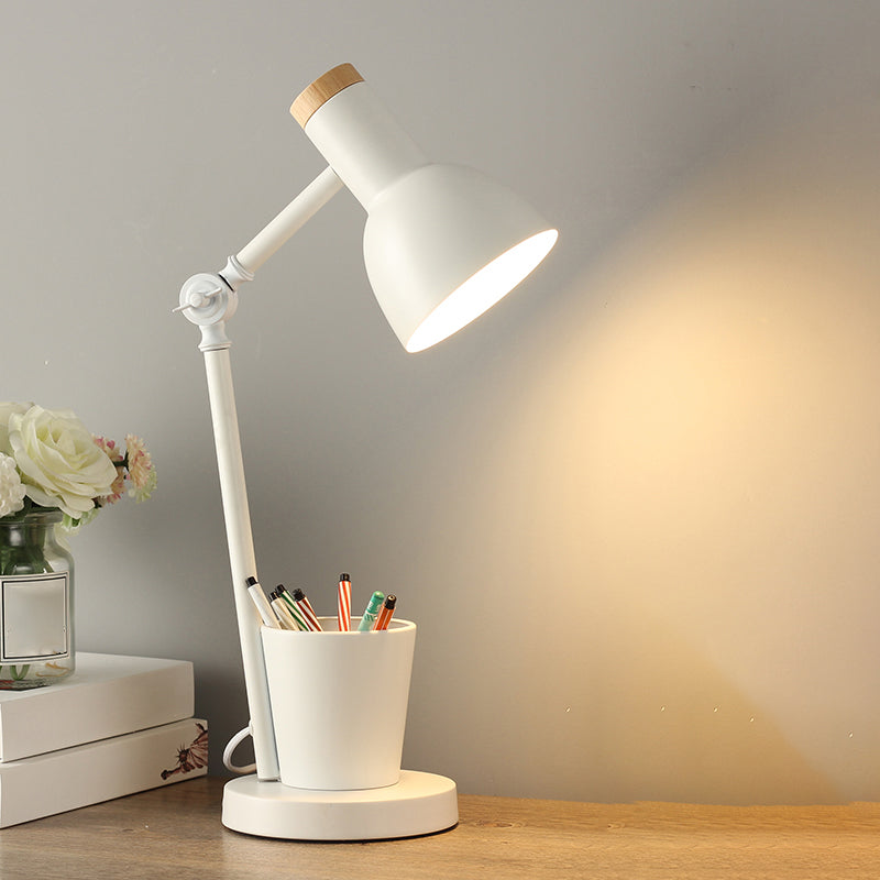Lampada da scrivania per sala studio con braccio oscillante Lampada da lettura in stile Macaron a 1 testa in metallo con portapenne
