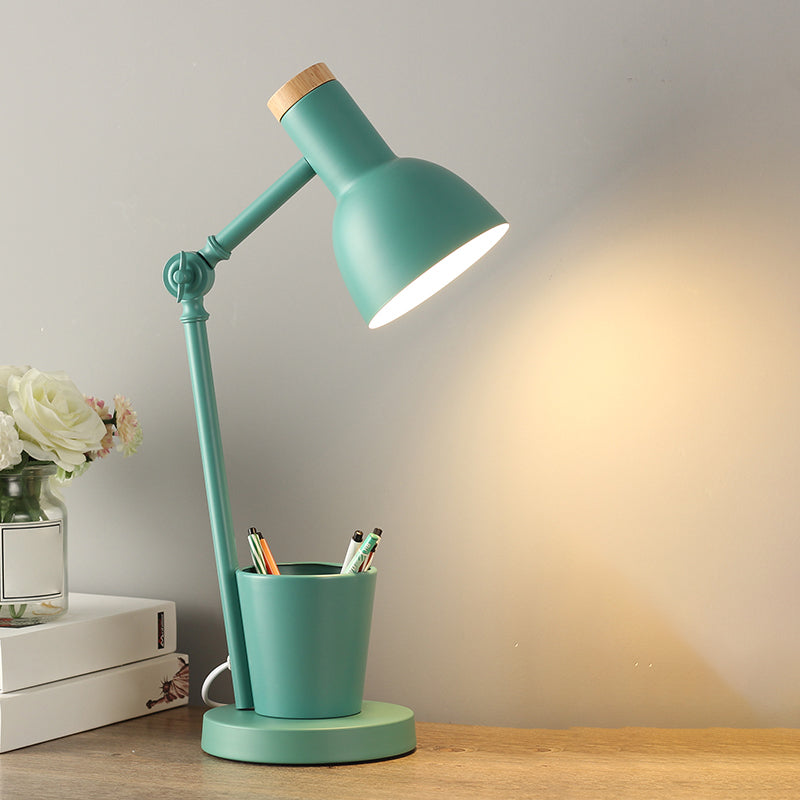 Lampada da scrivania per sala studio con braccio oscillante Lampada da lettura in stile Macaron a 1 testa in metallo con portapenne