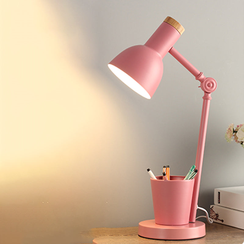 Lampada da scrivania per sala studio con braccio oscillante Lampada da lettura in stile Macaron a 1 testa in metallo con portapenne
