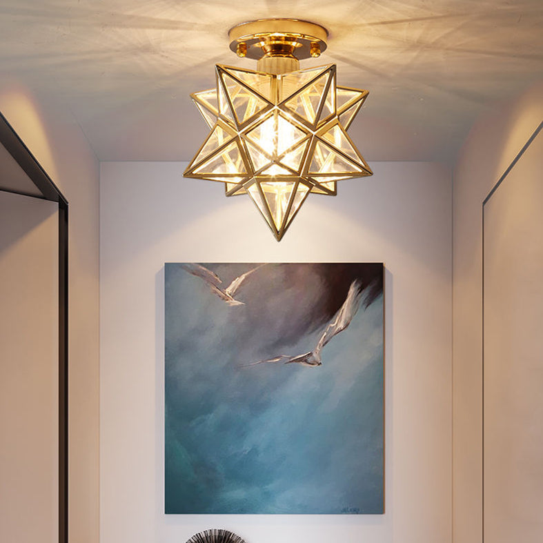 Star Semi-Flush Ceiling Light Traditional Acrylic Ceiling Mount Chandelier for Bedroom