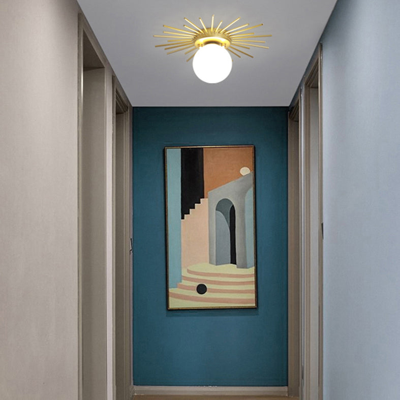 Plafonnier encastré sphérique doré, luminaire de plafond en verre de Style nordique