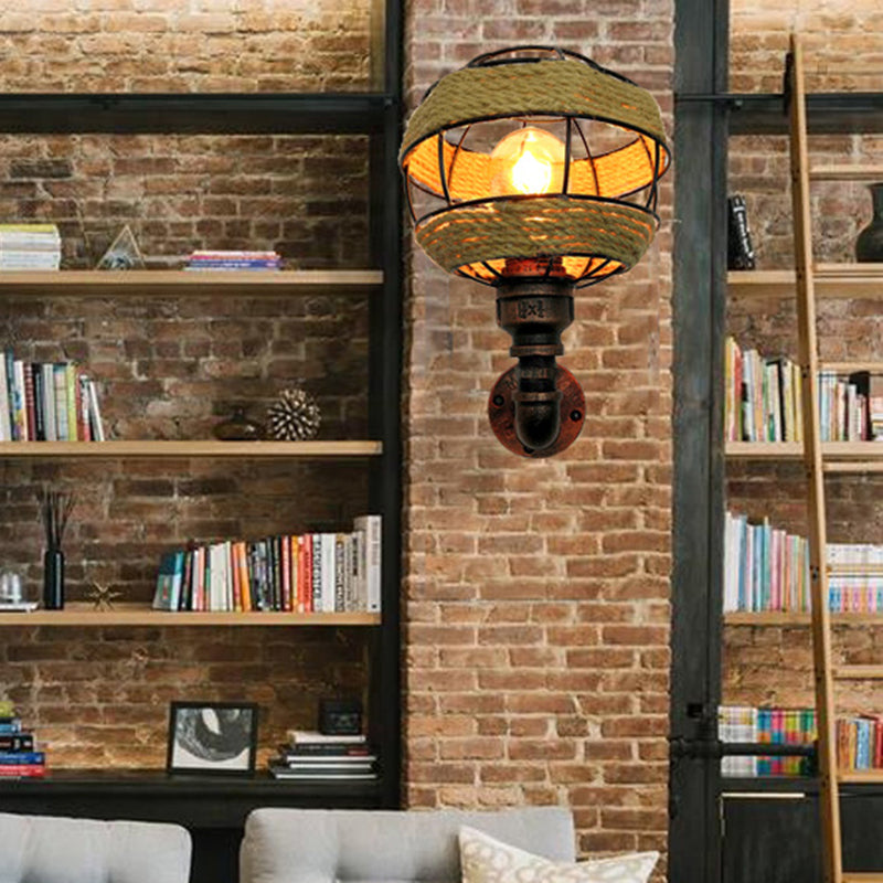 Globe Metal Sconce Industrial 1 Leichtes Wohnzimmerwandbeleuchtung in verwitterten Kupfer