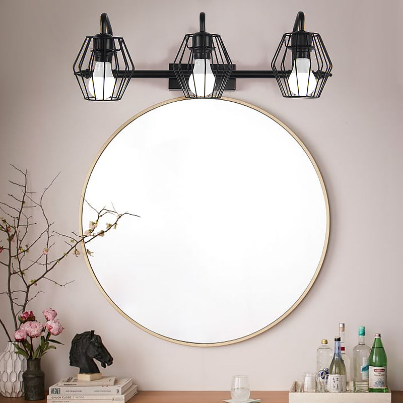 Metallkäfigwandmontierte Lampe Industrial 2/3 Lichter Wohnzimmer Leuchte Licht in Schwarz/Weiß